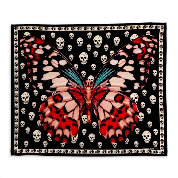 Alexander McQueen Accessories - NWT ALEXANDER McQUEEN Skull Scarf & FO Giant Butterfly-Print Silk Scarf NEW